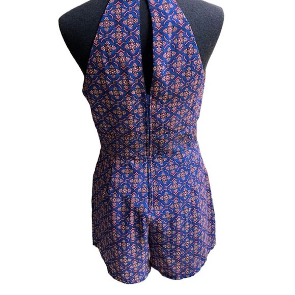 NWT Bisou Bisou V Neck Halter Romper Royal Coral Full lined Size 2 - Picture 2 of 8